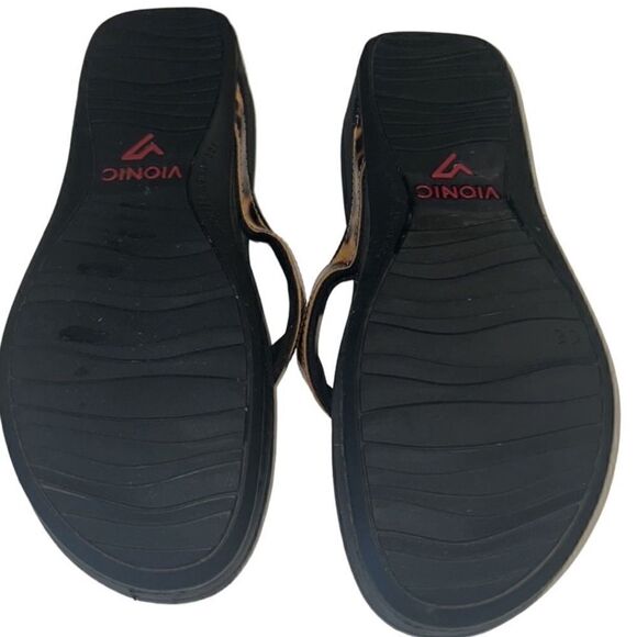 Vionic Tide Brown Cheetah Print Slide Orthaheel Flip Flop Sandals Size 9.5 - Picture 7 of 9